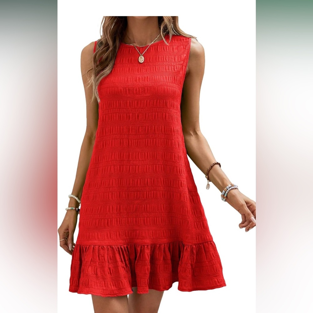 Women’s Res Ruffle Hem Sleeveless Tank Dress, Mediun